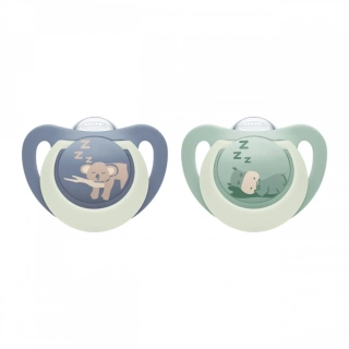 Dudlík NUK First Choice Night 6-18m 2 ks Hippo/Koala velikost 6-18 m