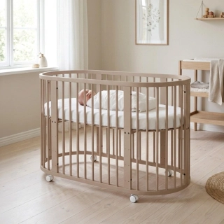 Dětská rostoucí postýlka 3v1 oválná + matrace New Baby kašmírová