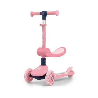 Tříkolová balanční koloběžka-scooter se sedátkem FUZZY Milly Mally pink