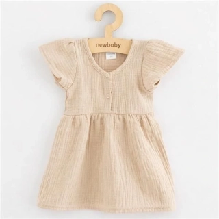 Kojenecké mušelínové šaty New Baby beige velikost 68 (4-6m)