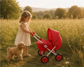 Dětský kočárek pro panenky New Baby Anička red